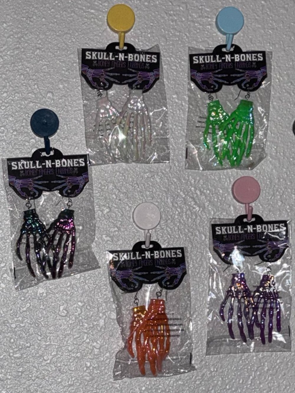 Skull-N-Bones Boney Fingers Skeleton Hand Earrings NWT